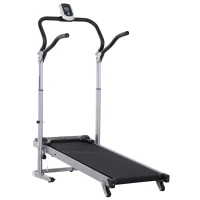Soozier 2-in-1 Foldable Treadmill Walking Pad Manual Treadmill Machine Sit Up Bench with LCD Screen Home Exercise Fitness(m-1)