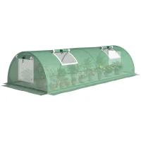 Outsunny Portable Mini Greenhouse, Tunnel Growing Tent with 5 Mesh Windows and Steel Frame, 7' x 3' x 2', Green(m-13)
