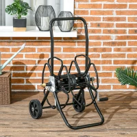 Outsunny 98 ft of 5/8" Hose Reel Cart (Hose Not Included), Garden Water Hose Carts with Wheels for Yard, Lawn, Black(m-7)