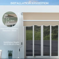 Outsunny 13' x 8' Manual Retractable Patio Awning Sun Shade Outdoor Deck Window Door Canopy Shelter Aluminum Frame Khaki(m-7)