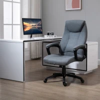 Vinsetto Fabric Home Office Chair, Computer Desk Chair with Tilt Function, Executive Chair with 360° Swivel, Adjustable Height, Padded Armrests and Headrest, Gray(m-13)