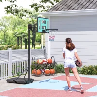 Soozier Basketball Hoop Outdoor, Basketball Hoop and Stand with Weighted Base and Shatterproof Backboard, 6-9 ft, Black(m-8)