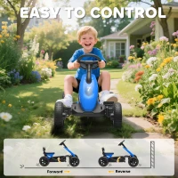 Qaba Pedal Go Kart for Kids 2-5 Years Old with Silent EVA Wheels, Metal Frame, Blue(m-6)