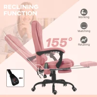 Vinsetto 7-Point Vibrating Massage Chair, Reclining Office Chair with Footrest, Reclining Back, Adjustable Height, Pink(m-6)