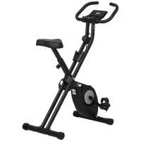 Soozier Foldable Exercise Bike Indoor Stationary Bike w/ 8-Level Magnetic Resistance LCD Screen Phone Holder for Home Gym Black(m-9)