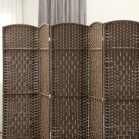 HOMCOM Folding Room Divider Screen 6 Panel 6' Tall Privacy Screen Freestanding Wood Partition for Home Office, Brown(m-7)