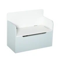 Qaba Kids Wooden Toy Storage Box Organizer Chest Chair 2 in 1 Design with Gas Stay Bar Seating Bench 23.5" x 12" x 20" Light White(m-11)