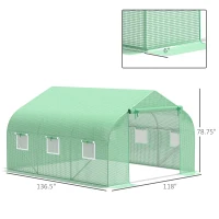 Outsunny Walk-in Tunnel Greenhouse Replacement Cover w/ Zipper Door, 11.5' x 10', Green(m-3)