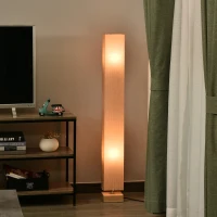 HOMCOM Modern Free Standing Rectangle Floor Lamp, 47 Inches Tall with Linen Shade for Living Room and Bedroom, Beige(m-16)