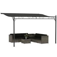 Outsunny 11.5' x 8.2' Outdoor Pergola, Wall Mounted Lean to Pergola with Metal Frame, UPF30+, Garden Gazebo(m-9)