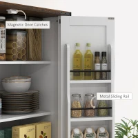 HOMCOM 71" Tall Kitchen Cabinet, Farmhouse Pantry Cabinet w/ Barn Doors, 6 Shelves w/ 2 Doors, Drawer and Adjustable Shelves, White(m-8)
