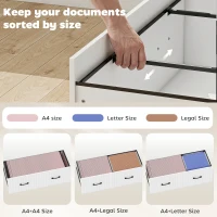 HOMCOM Lateral Office Filing Cabinet, 1-Drawer File Cabinet with Open Storage Shelves, Adjustable Hanging Bars, White(m-4)
