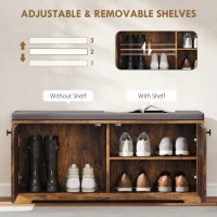 HOMCOM Shoe Storage Bench with Padded Seat, Entryway Bench Holds up to 352 lb, Shoe Organizer, 8 Pairs, Rustic Brown(m-5)