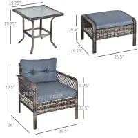 Outsunny 5-Piece PE Wicker Patio Furniture Set, Conversation Set with Outdoor Ottomans, Table & Chairs, Small Balcony Furniture for Apartments, Steel, Gray(m-4)