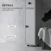 kleankin 71" Tall Bathroom Cabinet, Narrow Toilet Paper Cabinet with Open Shelves, 2 Door Cabinets, Adjustable Shelves, Grey(m-6)