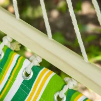 Outsunny 75" Patio Outdoor Hammock, Striped Camping Hammock Lounge Bed Garden w/ Pillow, Green(m-7)