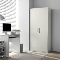 HOMCOM 71" Tall Garage Cabinet, Metal Storage Cabinet with 2 Doors, 4 Adjustable Shelves for Home Office, Study, Garage, White(m-8)