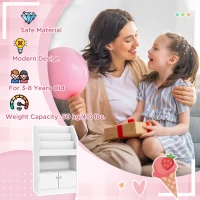 Qaba Toy Storage Organizer Shelf, Kids Bookshelf for Bedroom, Playroom, Nursery, White(m-5)