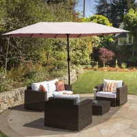 Outsunny Patio Umbrella 15' Outdoor with Twin Canopy Sunshade(m-2)