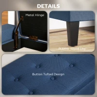 HOMCOM Upholstered Storage Ottoman Bench, Button Tufted Ottoman with Hidden Storage, Lift Top for Living Room, Dark Blue(m-5)