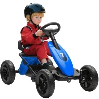 Qaba Pedal Go Kart for Kids 2-5 Years Old with Silent EVA Wheels, Metal Frame, Blue(m-9)