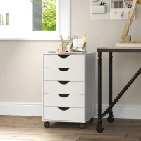 HOMCOM File Cabinet with 5 Drawer Wheels, 15.7" x 15.7" x 26.4", White(m-8)