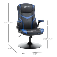 Vinsetto High Back Video Gaming Chair Height Adjustable Flip-up Armrest 360° Swivel Racing Gamer with Pedestal Base, Black and Blue(m-3)