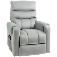 HOMCOM Power Lift Chair, Velvet Touch Upholstered Recliner Chair for Elderly with Vibration Massage, Remote Control, Side Pockets, Grey(m-11)