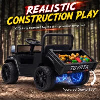 Qaba Licensed Toyota Pickup Ride on Truck, 24V Kids Electric Car with Dual Motors, Up to 3.7MPH for Kids 3-8 Years Black(m-4)