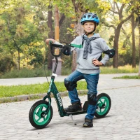Qaba Kids Scooter with Adjustable Handlebar, Kids Kick Scooter with Non-slip Footplate, Rear Brake, 12" EVA Wheels, Green(m-2)
