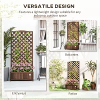 Outsunny Wood Planter with Trellis, Raised Garden Bed to Grow Vegetables for Backyard, 30" x 14" x 67", Dark Brown(m-4)