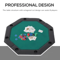 Soozier 48" 8 Person Octagon Foldable Poker Table Cover with Padded Rails and Cup Holders(m-6)