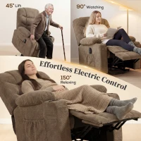 HOMCOM Power Recliner Chair with Massage, Electric Lift Chair for Elderly with Side Pockets, Cup Holders, Remote, Brown(m-4)