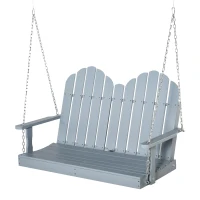 Outsunny 47'' 2-Seater Hanging Porch Swing, Outdoor Patio Swing Bench with Wooden Build, Water-Fighting Protection, & Classic Style, 440 lb Weight Capacity, Grey(m-15)