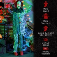 HOMCOM 6' Clown Animatronic, Red Haired Life Size Outdoor Halloween Decoration with Motion Activated Sound & Light Up Eyes(m-7)