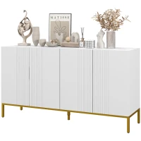 HOMCOM Sideboard Storage Cabinet with Adjustable Shelves, Soft-Close Doors, Kitchen Buffet Cabinet for Dining Room, White(m-2)