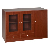 HOMCOM Kitchen Buffet Table Cabinet Storage Sideboard Server Console with Framed Acrylic Doors and Tabletop, Brown(m-11)