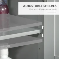 kleankin Modern Bathroom Floor Cabinet, Free Standing Linen Cabinet, Storage with 3 Tier Adjustable Shelves, Grey(m-5)