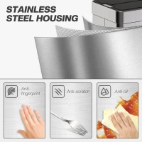 HOMCOM 14.5 Gal (55 L) Sensor Can, Garbage Can with Soft-Close Butterfly Lid, Fingerprint-Proof Stainless Steel, Silver(m-6)