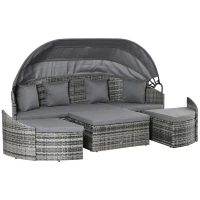 Outsunny Convertible Rattan Daybed Sectional, Grey(m-1)