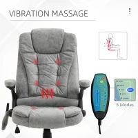 Vinsetto 6 Point Vibration Massage Office Chair with Heat, High Back Executive Office Chair with Padded Armrests, Microfiber Reclining Computer Chair, Gray(m-7)