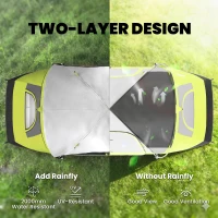 Outsunny Camping Tent for 6 Man with 2000mm Waterproof Rainfly and Carry Bag for Fishing Hiking Festival, Green(m-4)