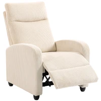 HOMCOM Fabric Recliner Chair Manual Home Theater Seating Single Reclining Sofa Chair with Padded Seat for Living Room, Beige(m-2)