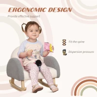 Qaba Kids Sofa, Rocking Toddler Sofa Chair, Gift for 18-36 Months, Gray(m-6)