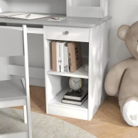 Qaba Kids Desk and Chair Set with Storage, Study Desk with Chair for Children 5-8 Years Old, Gray(m-8)
