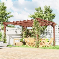 Outsunny 11' x 12.5' Outdoor Wood Pergola with Grape Trellis for Patio, Deck, Backyard, Lawn(m-2)