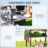 Outsunny Outdoor Bar Cart BBQ Table with Wheels, Stainless Steel Pizza Oven Stand, Outdoor Kitchen Cart with Storage and Hooks(m-5)