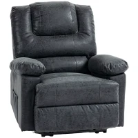HOMCOM PU Leather Reclining Chair, Manual Recliner Chair for Living Room with Footrest, 2 Side Pockets, Steel Frame, Black(m-9)