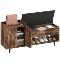 HOMCOM Storage Bench, Entryway Bench with Cushion, Hidden Storage, Compartments, Rustic Brown(m-9)