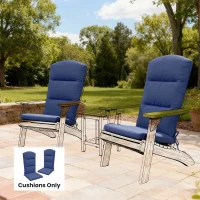 Outsunny Patio Chair Cushions for Adirondack Chair Replacement Cushions with Back and Ties, Set of 2, Navy Blue(m-1)